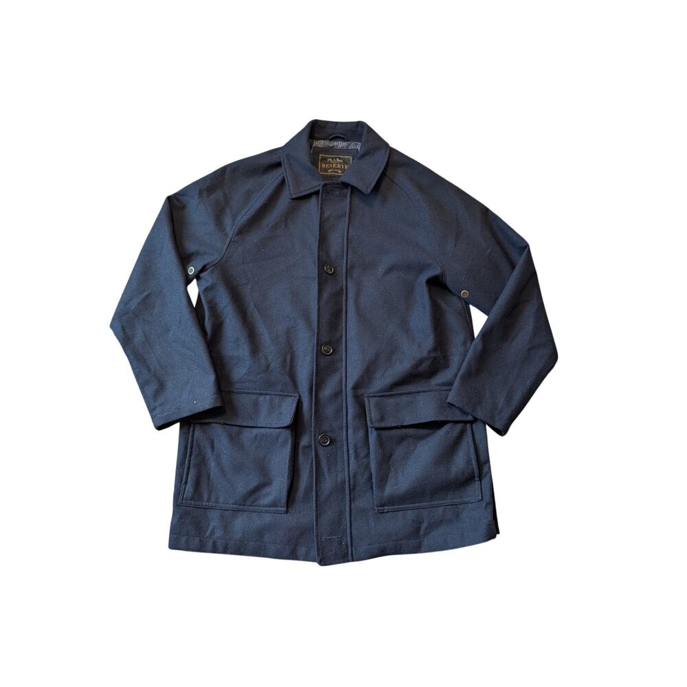 Jos. A. Bank Men's Reserve Button Car Coat field Jacket Navy Plaid Lined Size M